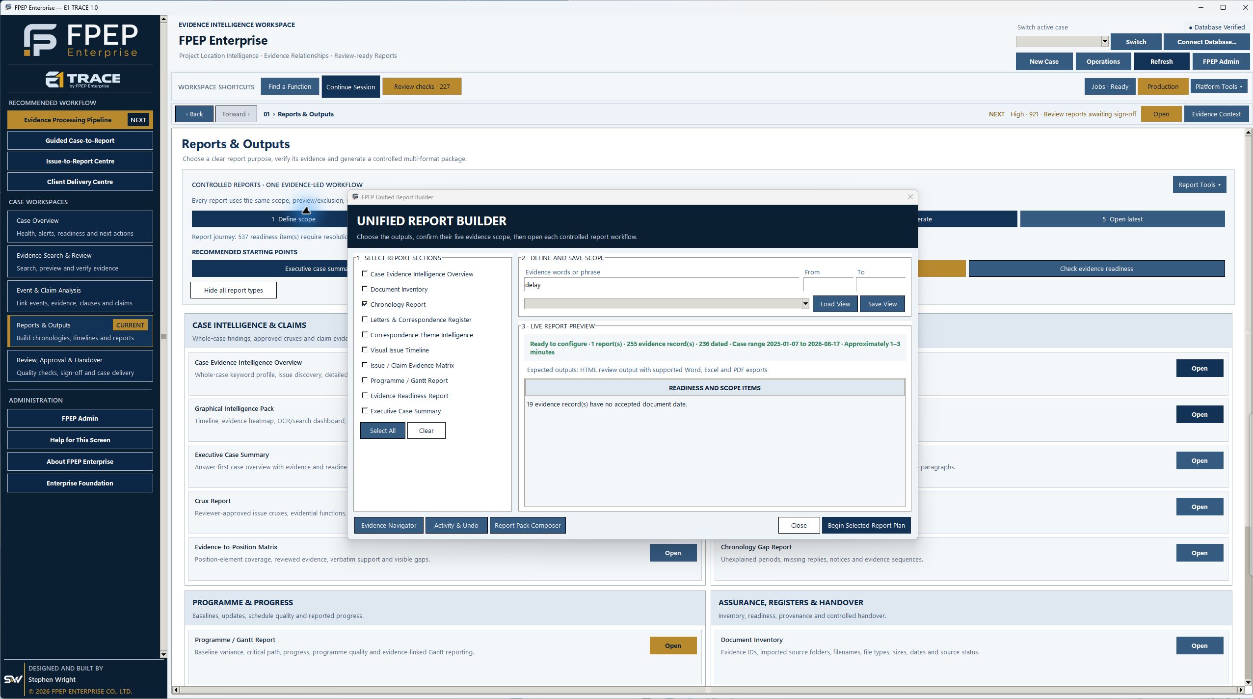 Inspect the evidence behind a report — E1 Trace DEMO_250
